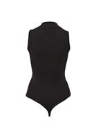 Bayan Siyah Dik Yaka Bodysuit