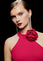 Bayan Pembe Sırt Detaylı Uzun Elbise