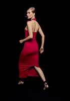 Bayan Pembe Sırt Detaylı Uzun Elbise