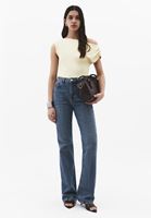 Bayan Sarı Bot Yaka Büzgü Detaylı Bluz