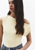 Bayan Sarı Bot Yaka Büzgü Detaylı Bluz