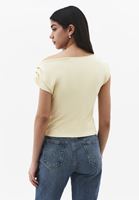 Bayan Sarı Bot Yaka Büzgü Detaylı Bluz