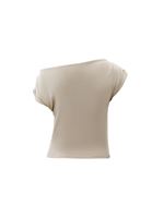 Bayan Bej Bot Yaka Büzgü Detaylı Bluz