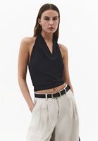 Bayan Siyah Degaje Yaka Bluz