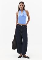 Bayan Mavi Degaje Yaka Bluz