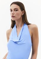 Bayan Mavi Degaje Yaka Bluz