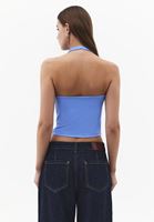 Bayan Mavi Degaje Yaka Bluz