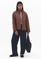 Bayan Kahverengi Loose-Fit Kapitoneli Mont