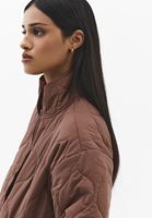 Bayan Kahverengi Loose-Fit Kapitoneli Mont