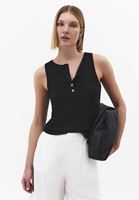 Bayan Siyah Düğme Detaylı Atlet