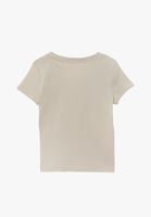 Bayan Bej V Yaka Pamuklu Tişört