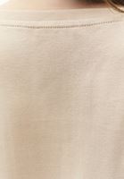 Bayan Bej V Yaka Pamuklu Tişört