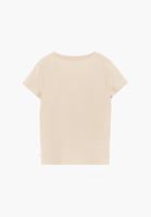 Bayan Bej V Yaka Pamuklu Tişört