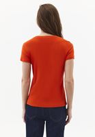 Bayan Turuncu V Yaka Pamuklu Tişört