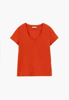 Bayan Turuncu V Yaka Pamuklu Tişört