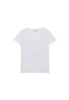 Bayan Beyaz V Yaka Pamuklu Tişört