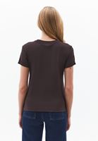 Bayan Kahverengi Pamuklu Sıfır Yaka Tişört