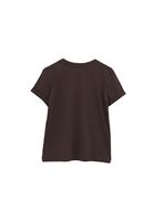 Bayan Kahverengi Pamuklu Sıfır Yaka Tişört