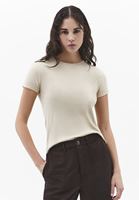 Bayan Bej Pamuklu Sıfır Yaka Tişört