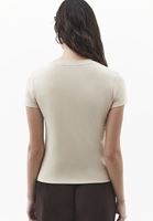 Bayan Bej Pamuklu Sıfır Yaka Tişört