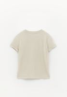 Bayan Bej Pamuklu Sıfır Yaka Tişört