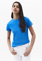 Bayan Mavi Pamuklu Sıfır Yaka Tişört