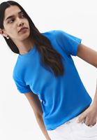 Bayan Mavi Pamuklu Sıfır Yaka Tişört