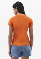 Bayan Turuncu Pamuklu Sıfır Yaka Tişört