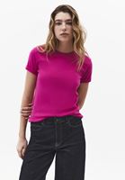 Bayan Pembe Pamuklu Sıfır Yaka Tişört