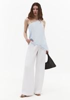 Bayan Mavi Dantel Detaylı Bluz ( TENCEL™ )