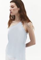 Bayan Mavi Dantel Detaylı Bluz ( TENCEL™ )