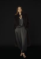 Bayan Gri Büzgülü Saten Balon Pantolon