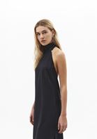 Bayan Siyah Sırt Dekolteli Saten Elbise