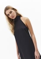 Bayan Siyah Sırt Dekolteli Saten Elbise