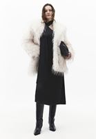 Bayan Siyah Yaka Detaylı Saten Elbise