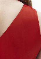 Bayan Kırmızı Yaka Detaylı Saten Elbise