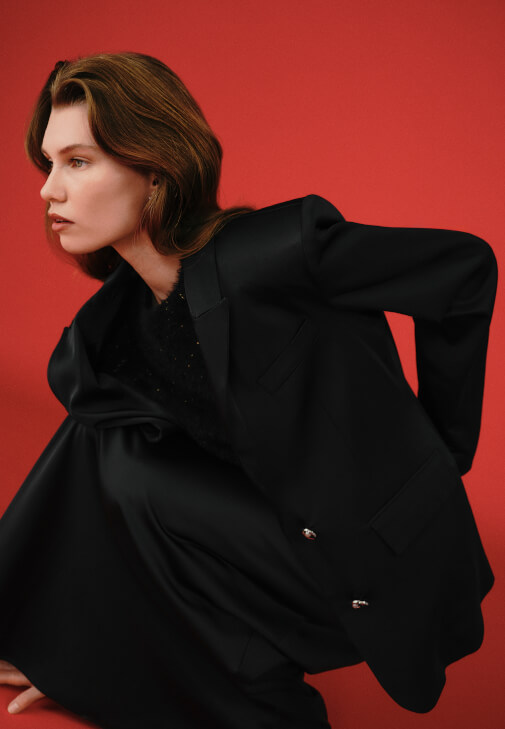 Siyah Oversize Saten Blazer Ceket