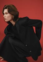 Bayan Siyah Oversize Saten Blazer Ceket