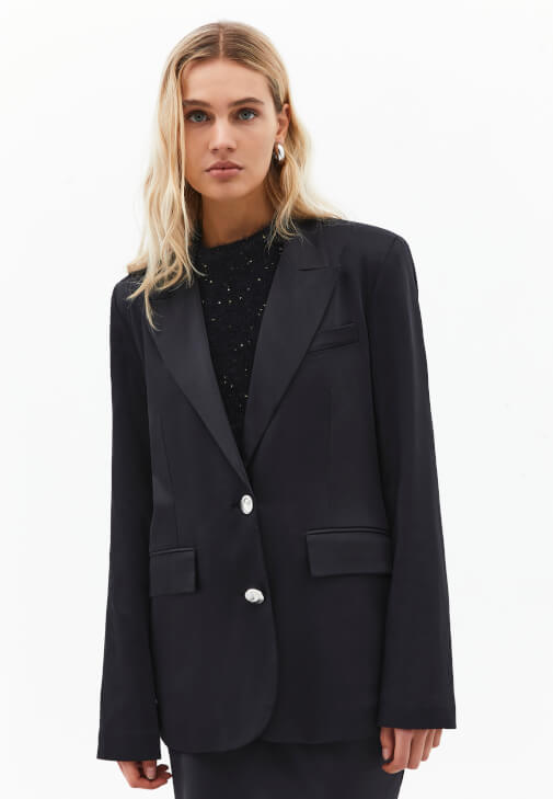 Saten Ceket ve Saten Etek Kombini