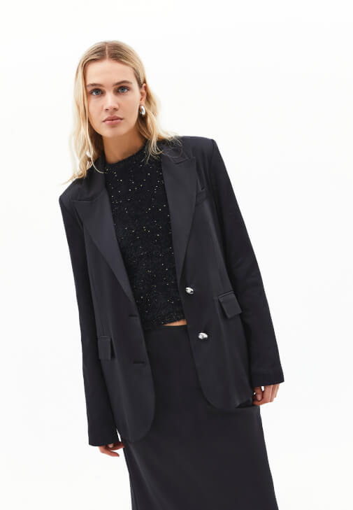  Oversize Saten Blazer Ceket