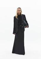 Bayan Siyah Oversize Saten Blazer Ceket