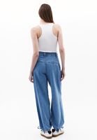 Bayan Mavi Yüksek Bel Balon Pantolon