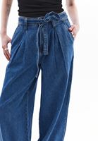 Bayan Mavi Yüksek Bel Balon Pantolon