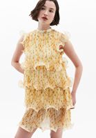 Bayan Çok Renkli Pileli Mini Elbise