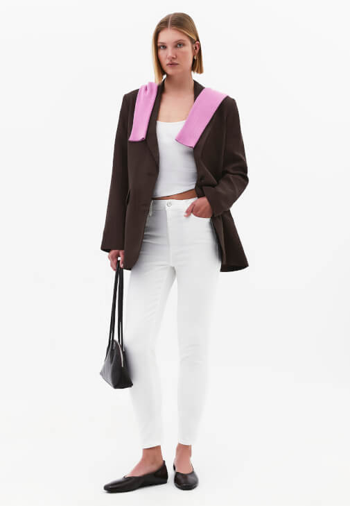 Bej Skinny-Fit Pantolon ( TENCEL™ )