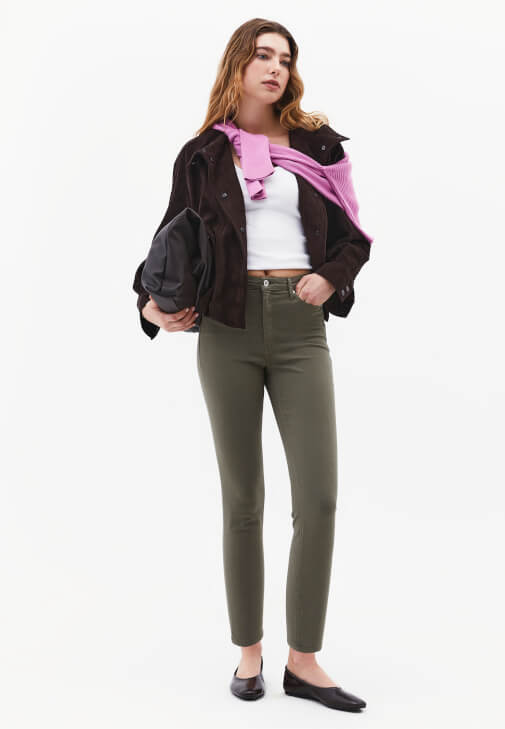 Yeşil Skinny-Fit Pantolon ( TENCEL™ )