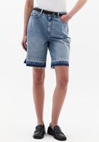 Bayan Mavi Orta Bel Bermuda Şort