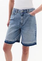 Bayan Mavi Orta Bel Bermuda Şort