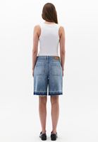 Bayan Mavi Orta Bel Bermuda Şort