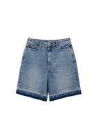 Bayan Mavi Orta Bel Bermuda Şort